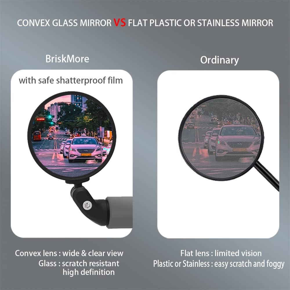 Brisk more Bike Mirrors, HD Glass Convex Lens - Imagen 2